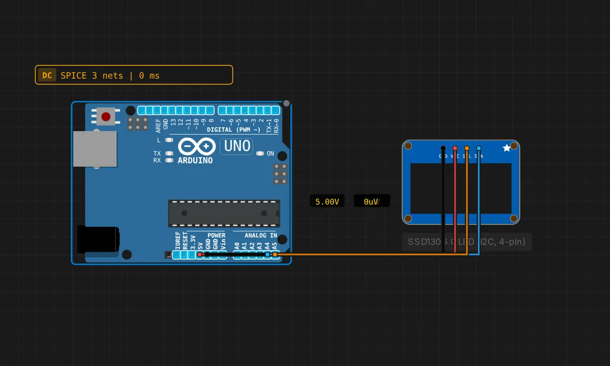 Arduino Uno: SSD1306 OLED (4-pin I2C)